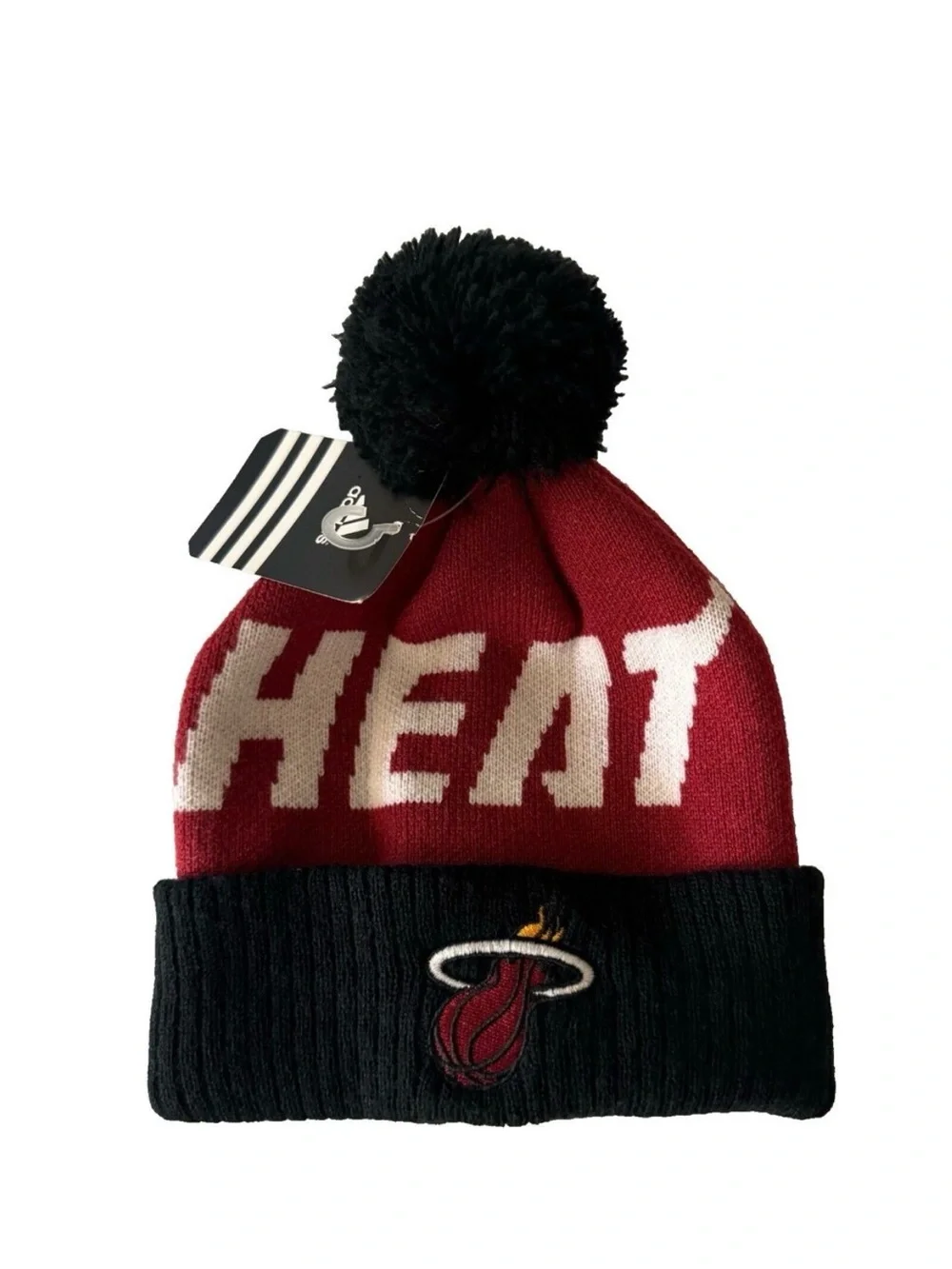 Adidas Miami Heat Boys 4-7 Winter Beanie Hat Cap w/Pom NEW Kids Youth